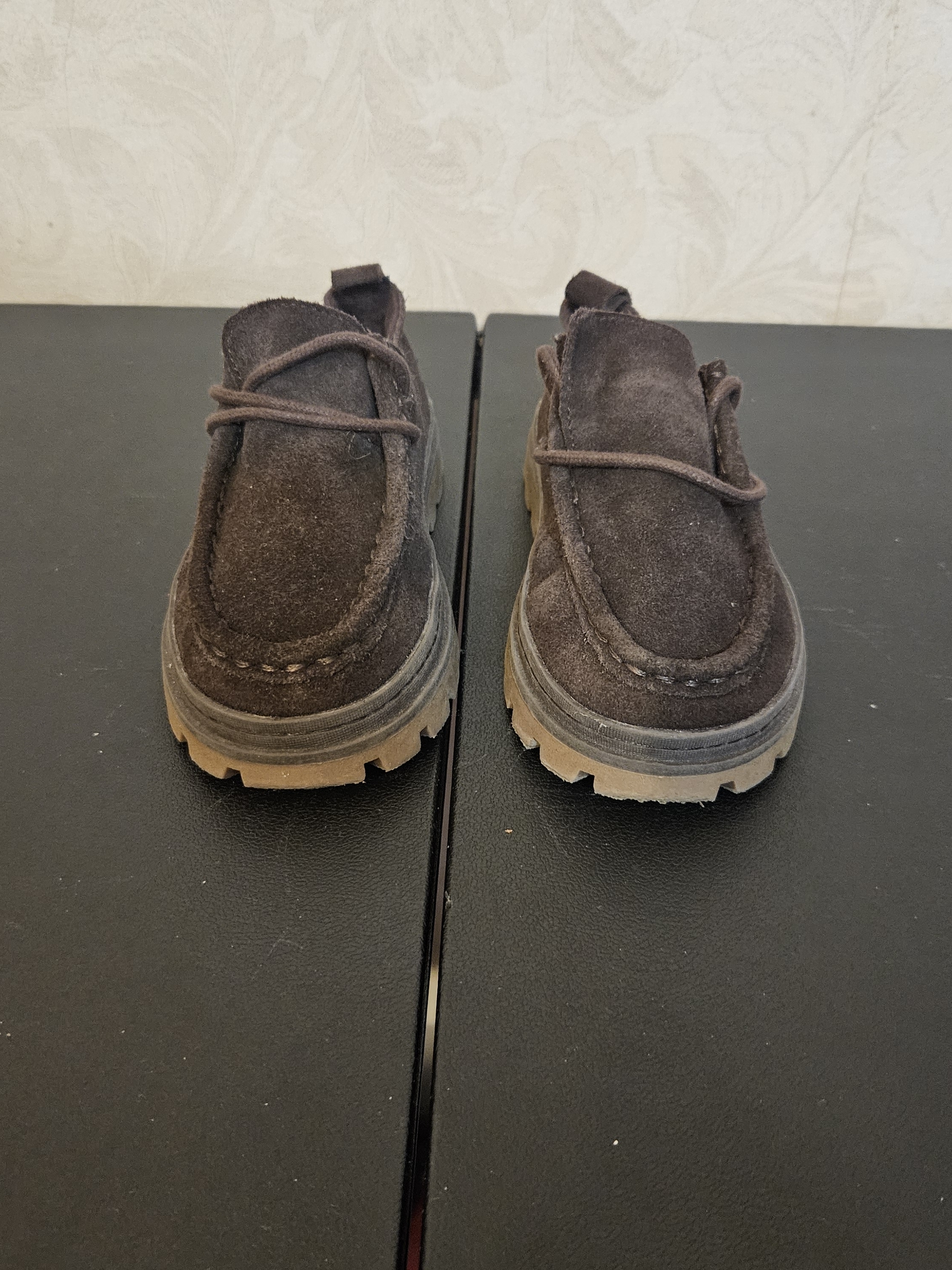 Zara Kids Dark Brown Suede Lug Sole Boots